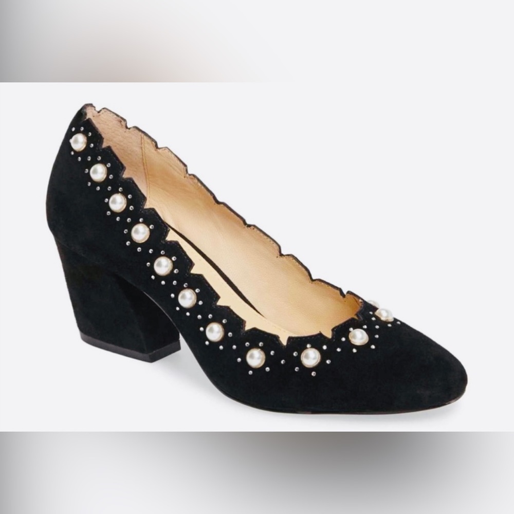 NWT Botkier Holly Pearl-Embellished Dress Pump in Black Suede | Size 8.5